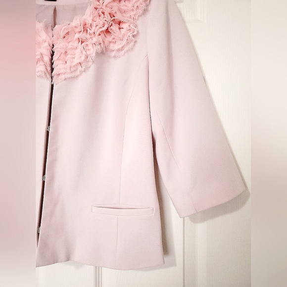 Chapter One pink blazer jacket chiffon rosette 6 fits size Small pastel spring - Picture 9 of 16